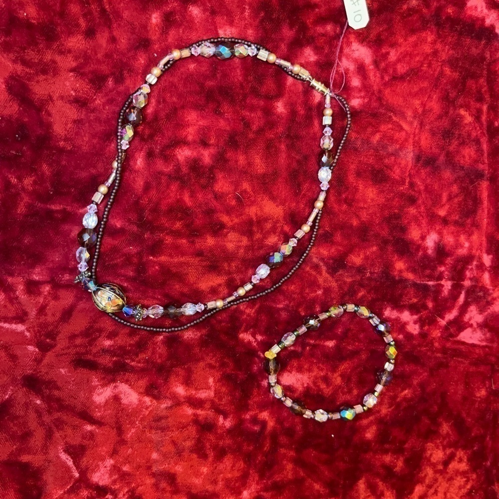 𝅺set Handmade bracelet and double strands choker - Picture 5 of 5